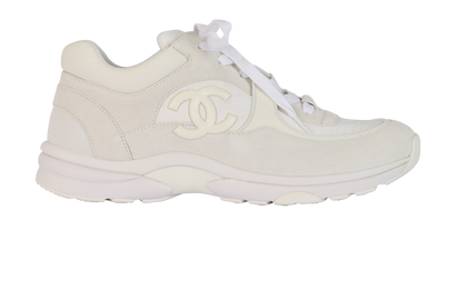 Chanel CC Trainers, &pound;450, Shoes, White, Fabric/Leather, Front view