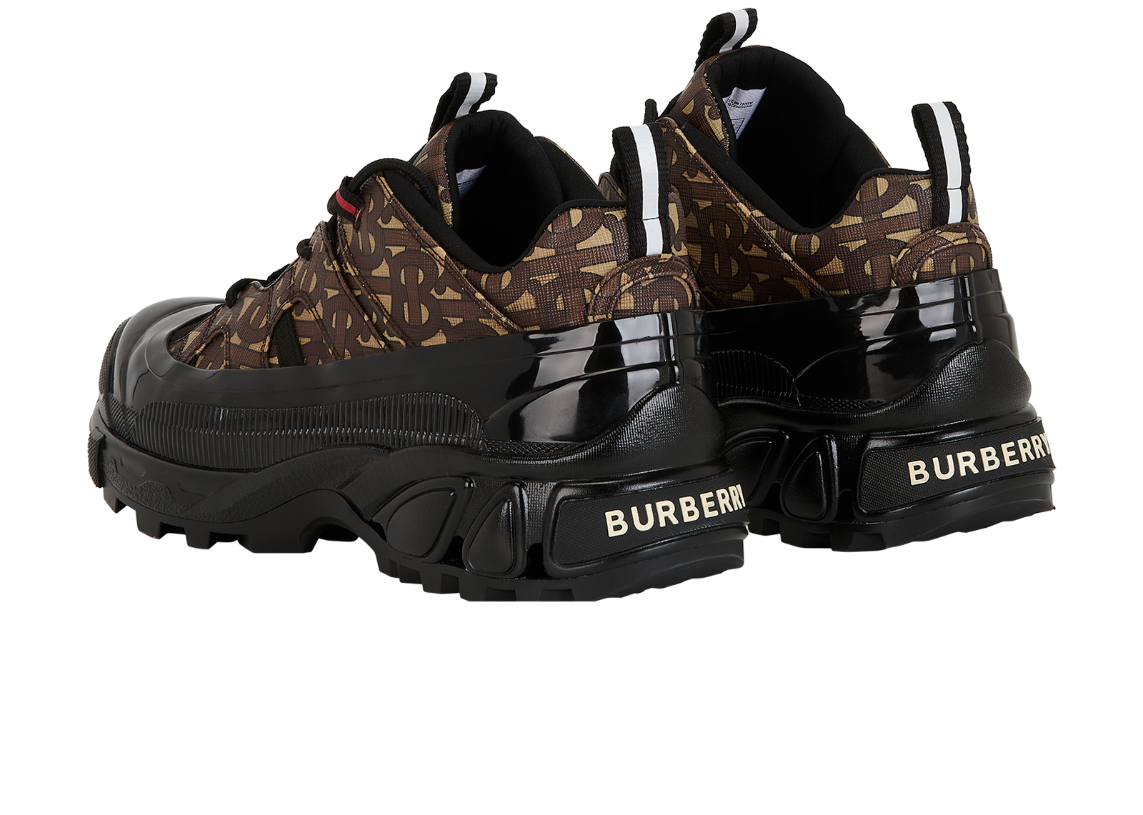 Burberry Arthur Trainers, &pound;250, Shoes, Black/Brown, Canvas/Leather, Back view