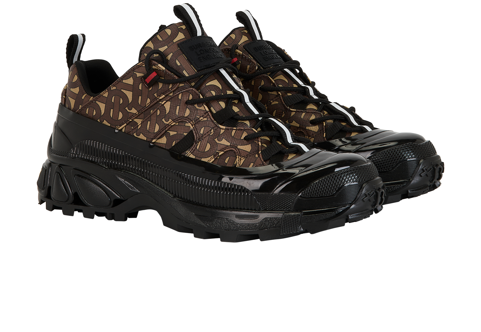 Burberry Arthur Trainers, &pound;250, Shoes, Black/Brown, Canvas/Leather, Side view