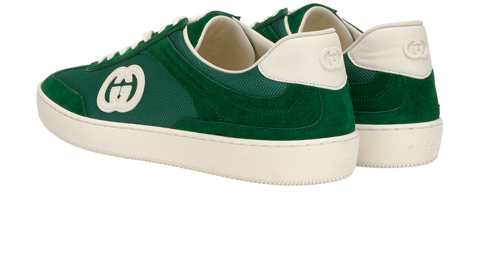 Gucci G74 Trainers, &pound;395, Shoes, Green, Suede, Back view