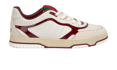 Gucci Re-Web Low-Top Trainers, &pound;350, Shoes, Burgundy/White, Leather, Front view