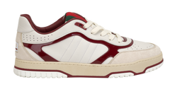 Gucci Re-Web Low-Top Trainers,Mens,Leather,White/Burgundy,UK 11.5,B/DB, 3*