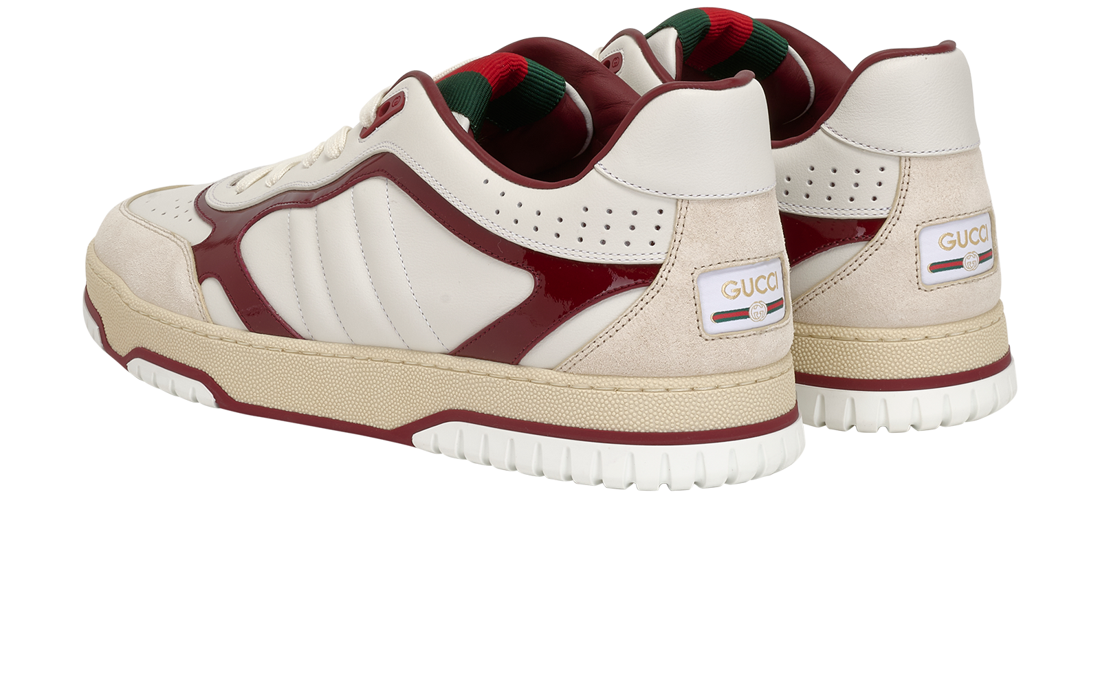 Gucci Re-Web Low-Top Trainers, &pound;350, Shoes, Burgundy/White, Leather, Back view