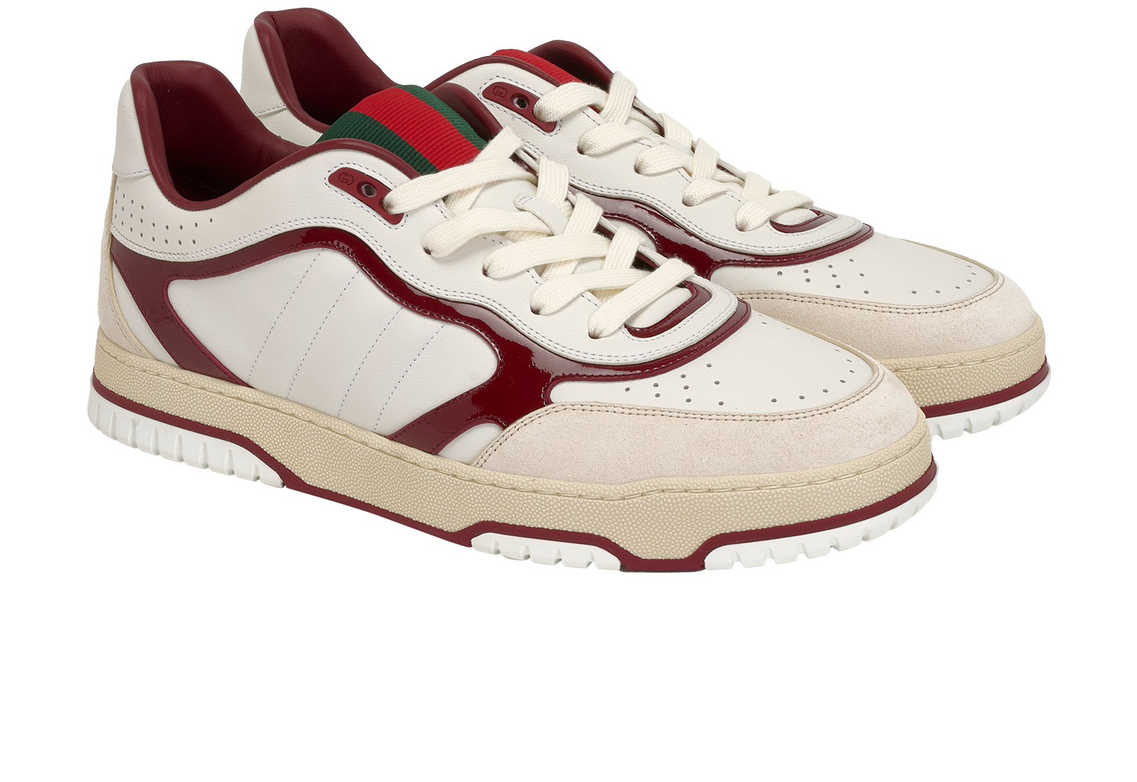 Gucci Re-Web Low-Top Trainers, &pound;350, Shoes, Burgundy/White, Leather, Side view