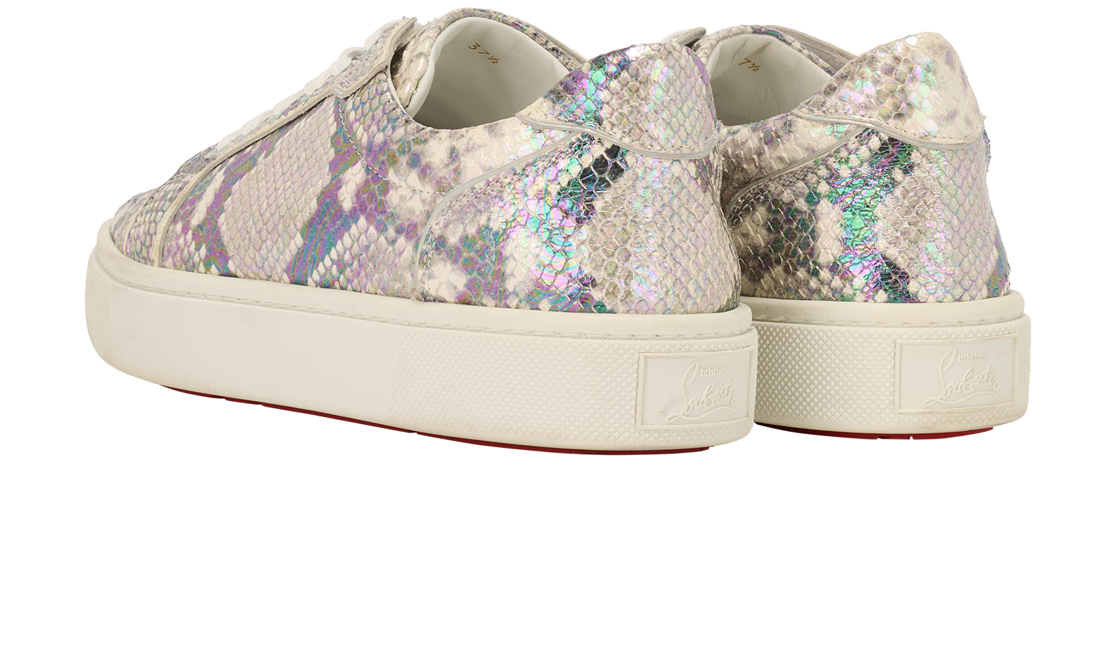 Christian Louboutin Vieirissima Trainers, &pound;320, Shoes, Purple/Silver/White, Leather, Back view