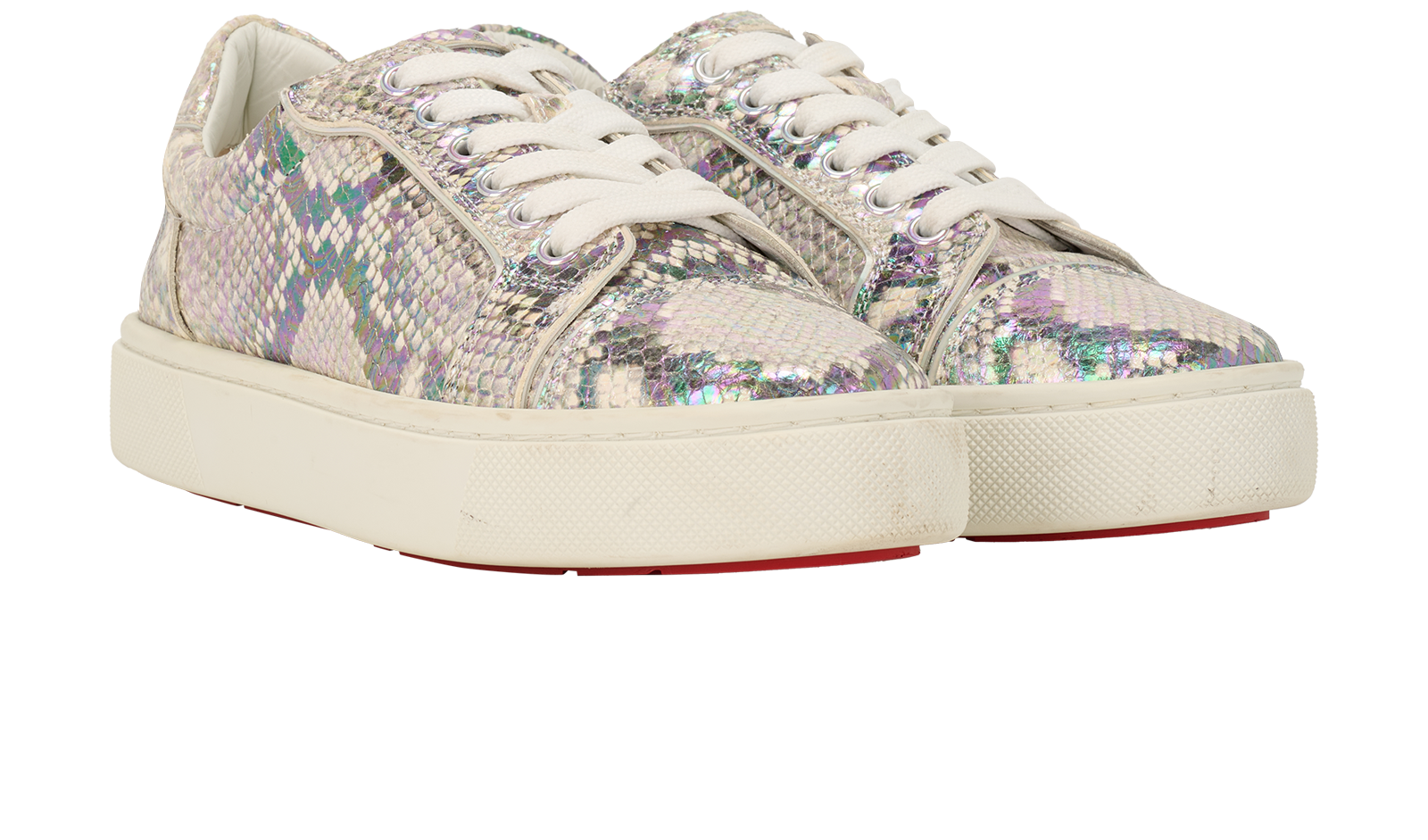 Christian Louboutin Vieirissima Trainers, &pound;320, Shoes, Purple/Silver/White, Leather, Side view