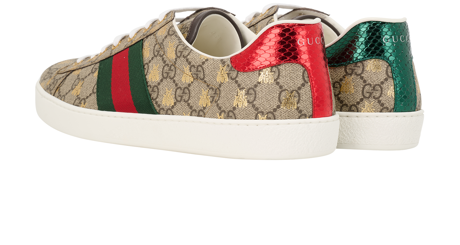 Gucci Bee Ace Trainers, &pound;350, Shoes, Brown, Leather, Back view