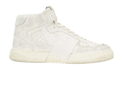 Valentino VL7N Distressed Trainers, &pound;250, Shoes, White, Leather, Front view
