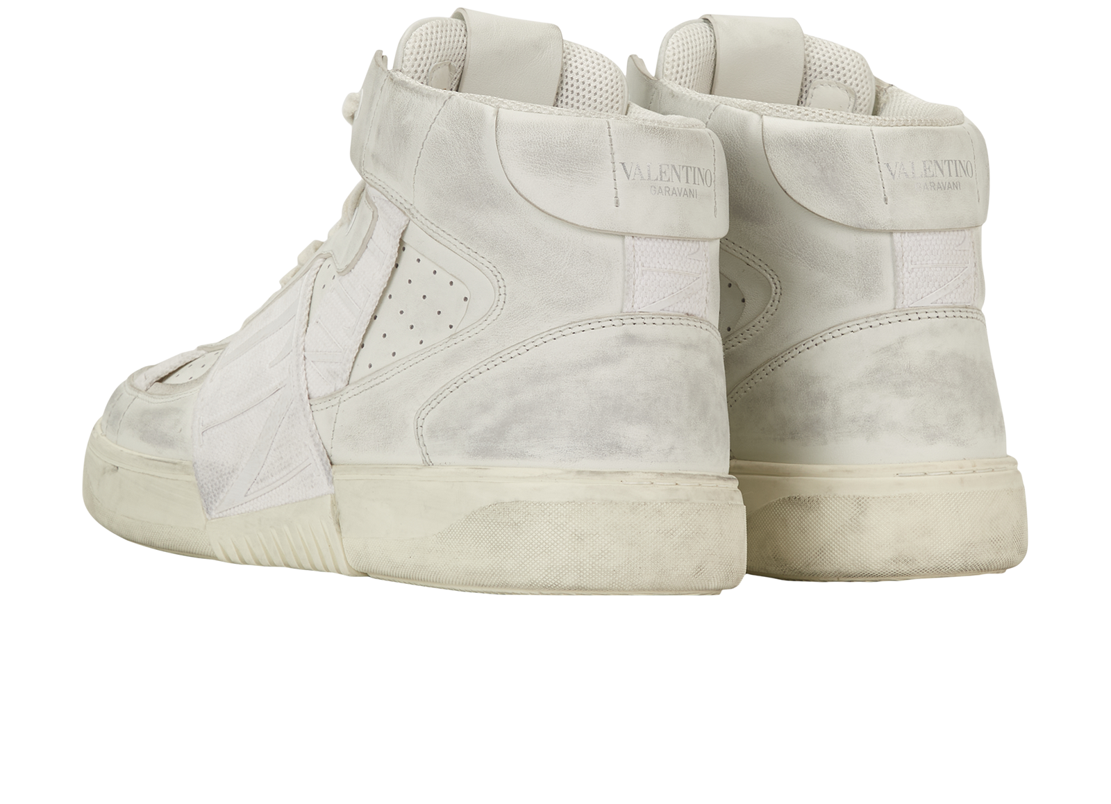 Valentino VL7N Distressed Trainers, &pound;250, Shoes, White, Leather, Back view