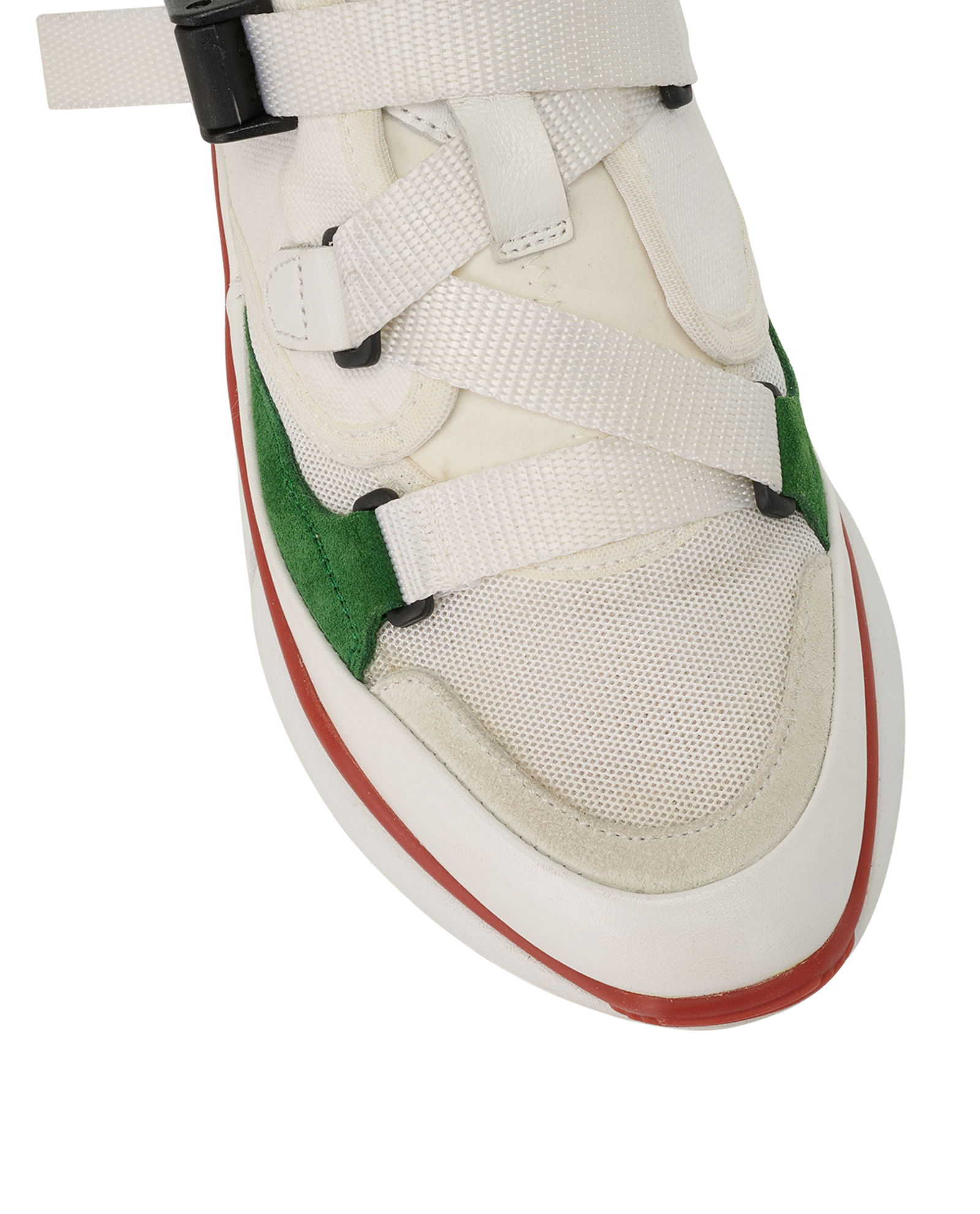 Chloe Sonnie Low Top Trainers, &pound;195, Shoes, Green/Red/White, Fabric/Suede, Other view