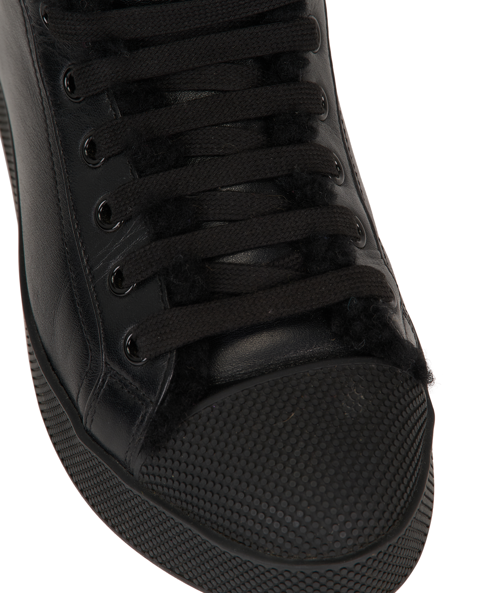 Prada Shearling Hight Top Sneakers, &pound;250, Shoes, Black, Leather, Other view