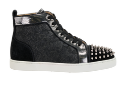 Christian Louboutin Lou Spikes Orlato Trainers,Leather,Black,UK6.5,DB/B,2*