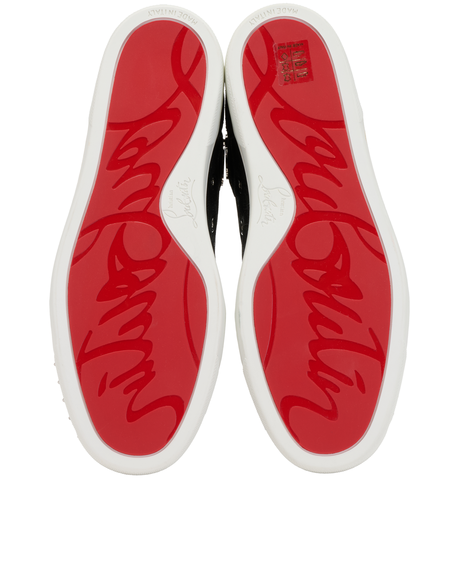 Christian Louboutin Lou Spikes Orlato Trainers, &pound;350, Shoes, Black, Leather, Top view