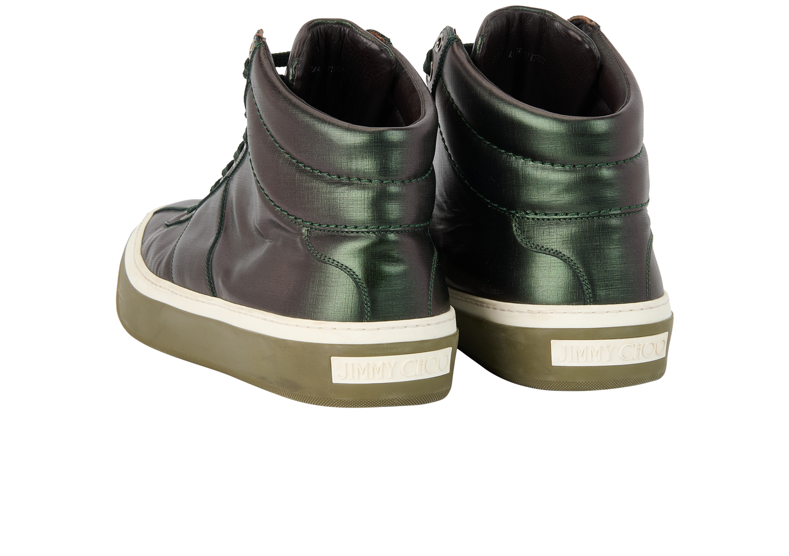 Jimmy Choo Belgravia Trainers, &pound;150, Shoes, Green, Leather, Back view