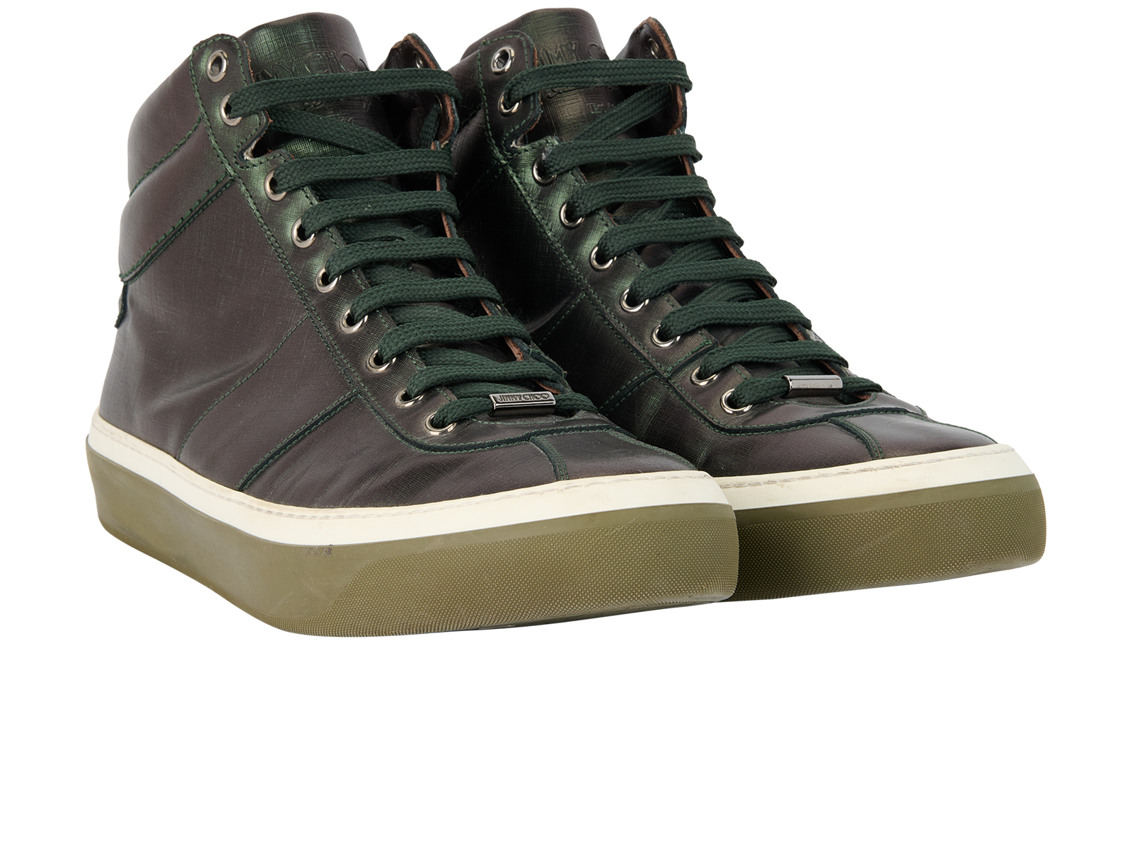 Jimmy Choo Belgravia Trainers, &pound;150, Shoes, Green, Leather, Side view