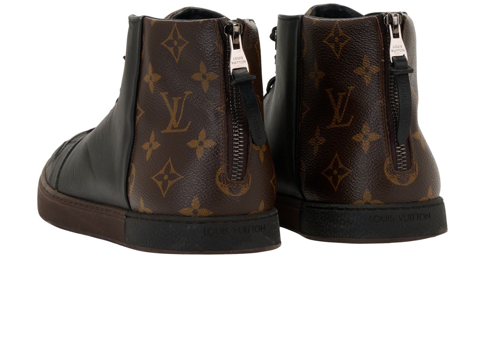 Louis Vuitton Line Up Sneakers, &pound;230, Shoes, Black/Brown, Canvas/Leather, Back view