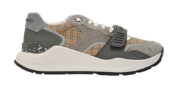 Burberry Ramsey Trainers, Mens, Leather/Canvas, Grey/Beige, UK11, 2*