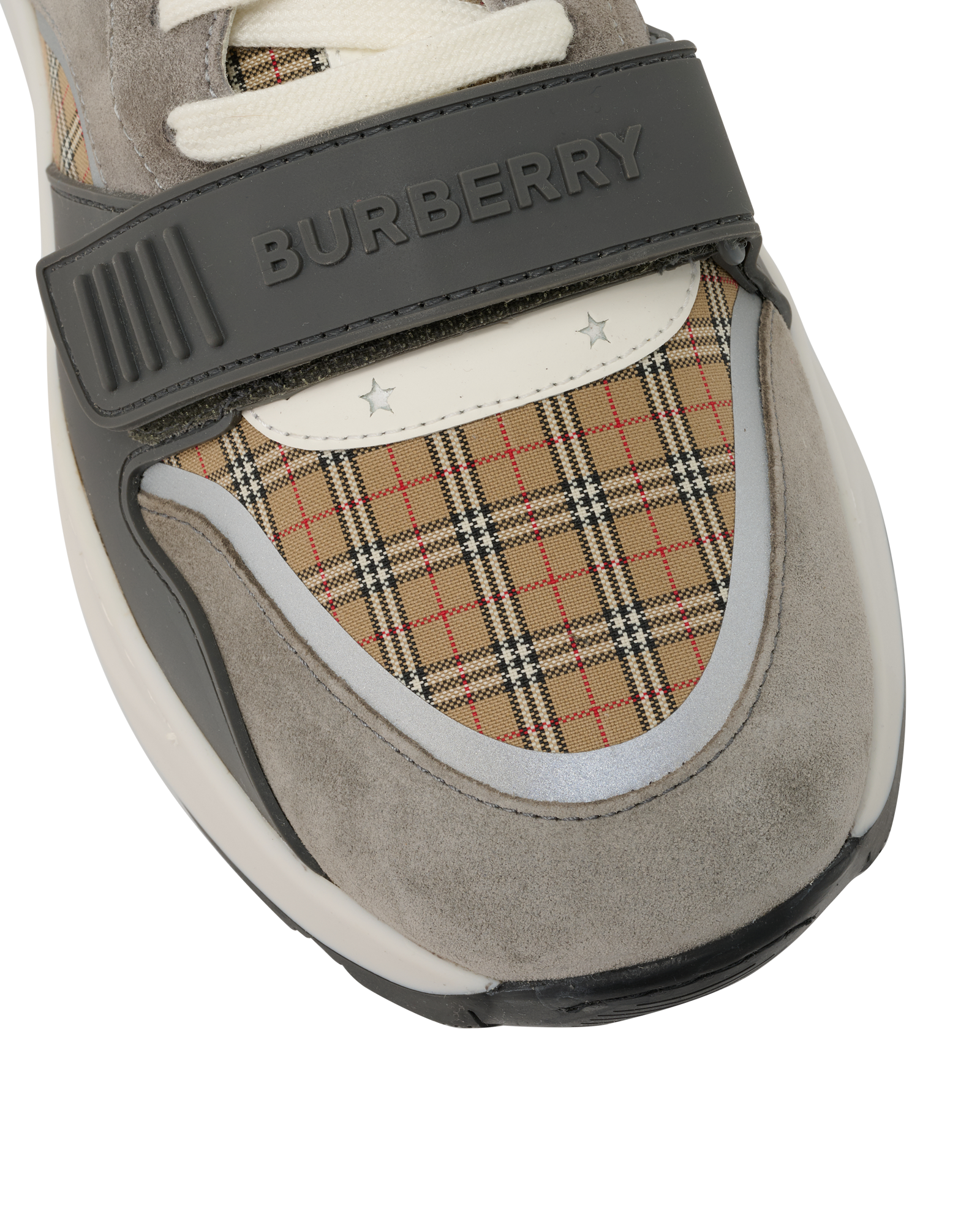Burberry Ramsey Trainers, &pound;220, Shoes, Beige/Grey, Canvas/Leather, Other view