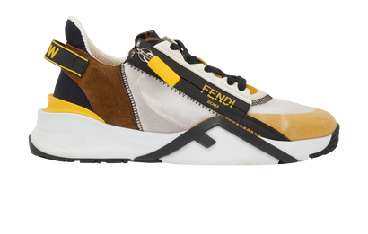 Fendi Flow Trainers, &pound;250, Shoes, Black/Yellow, Mesh/Suede, Front view