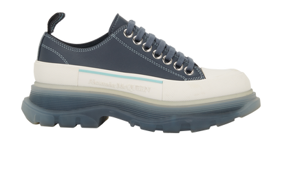 Alexander McQueen Tread Slick Low Top Trainers, &pound;195, Shoes, Blue/White, Leather, Front view