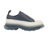 Alexander McQueen Tread Slick Low Top Trainers, &pound;195, Shoes, Blue/White, Leather, Front view