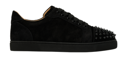 Christian Louboutin Vieira Spikes Trainers, &pound;395, Shoes, Black, Suede, Front view