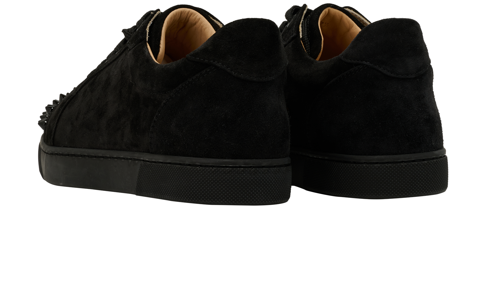 Christian Louboutin Vieira Spikes Trainers, &pound;395, Shoes, Black, Suede, Back view