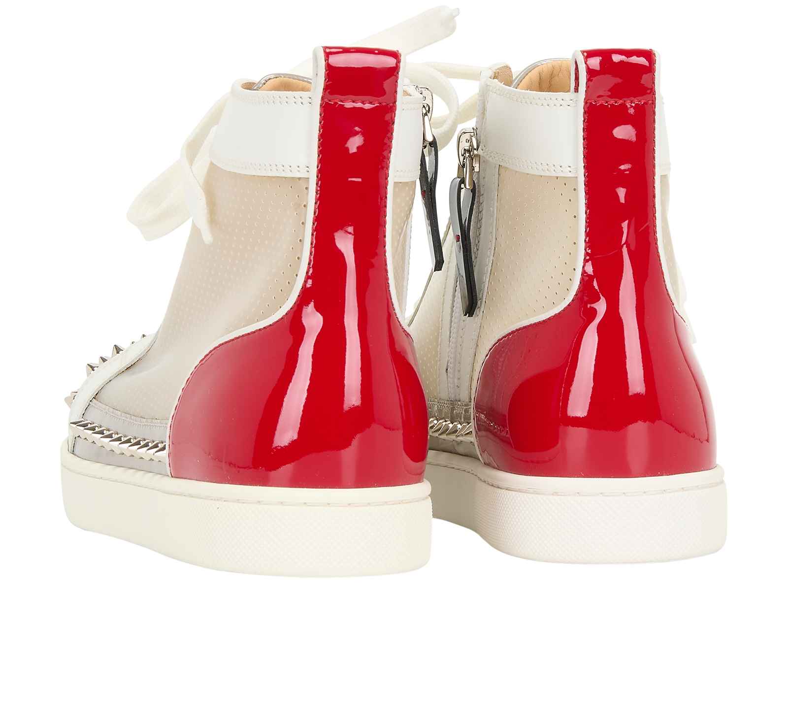 Christian Louboutin Sosoxy Spikes Sneakers, &pound;320, Shoes, White, PVC, Back view