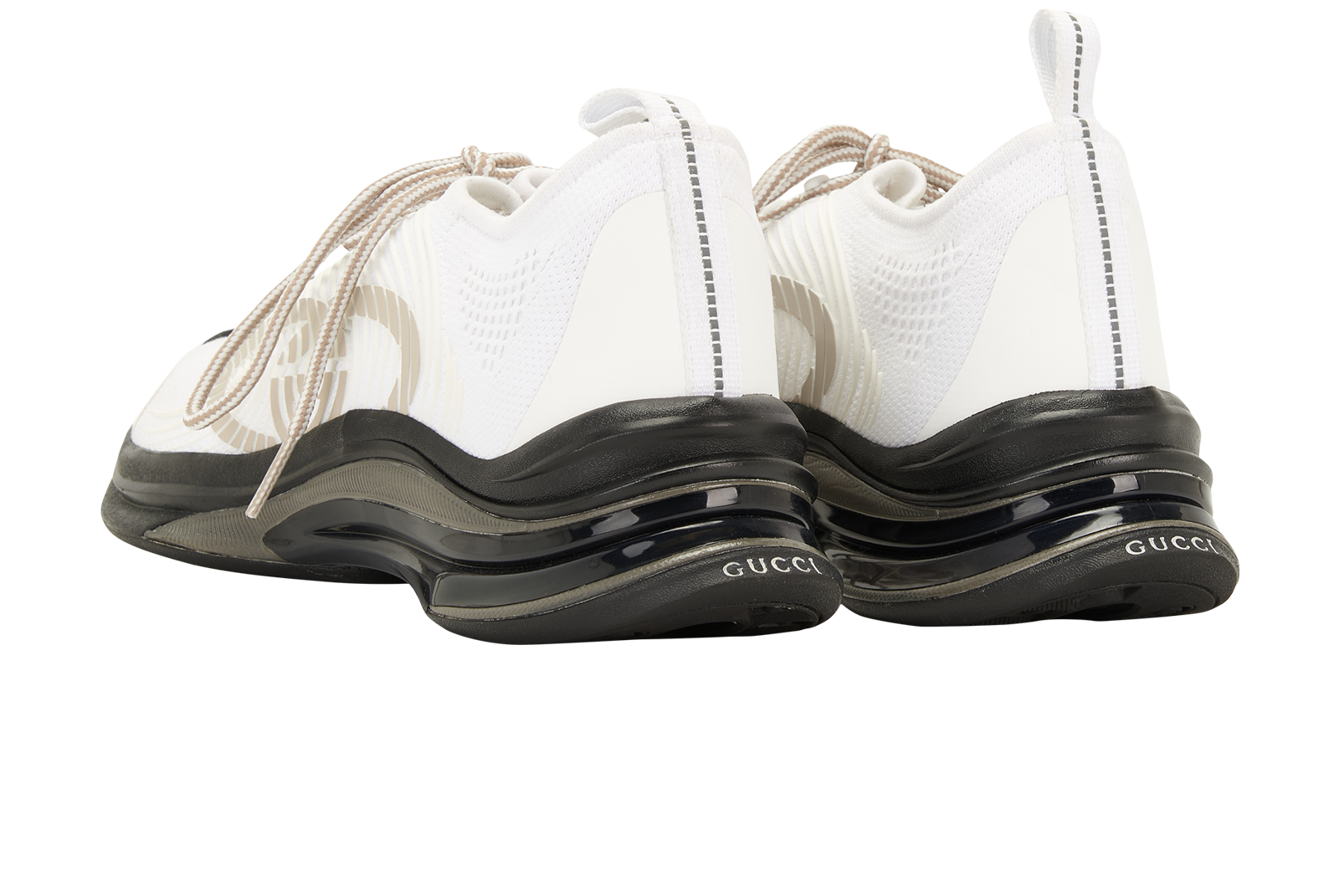 Gucci Run Low Trainers, &pound;290, Shoes, White, Fabric, Back view