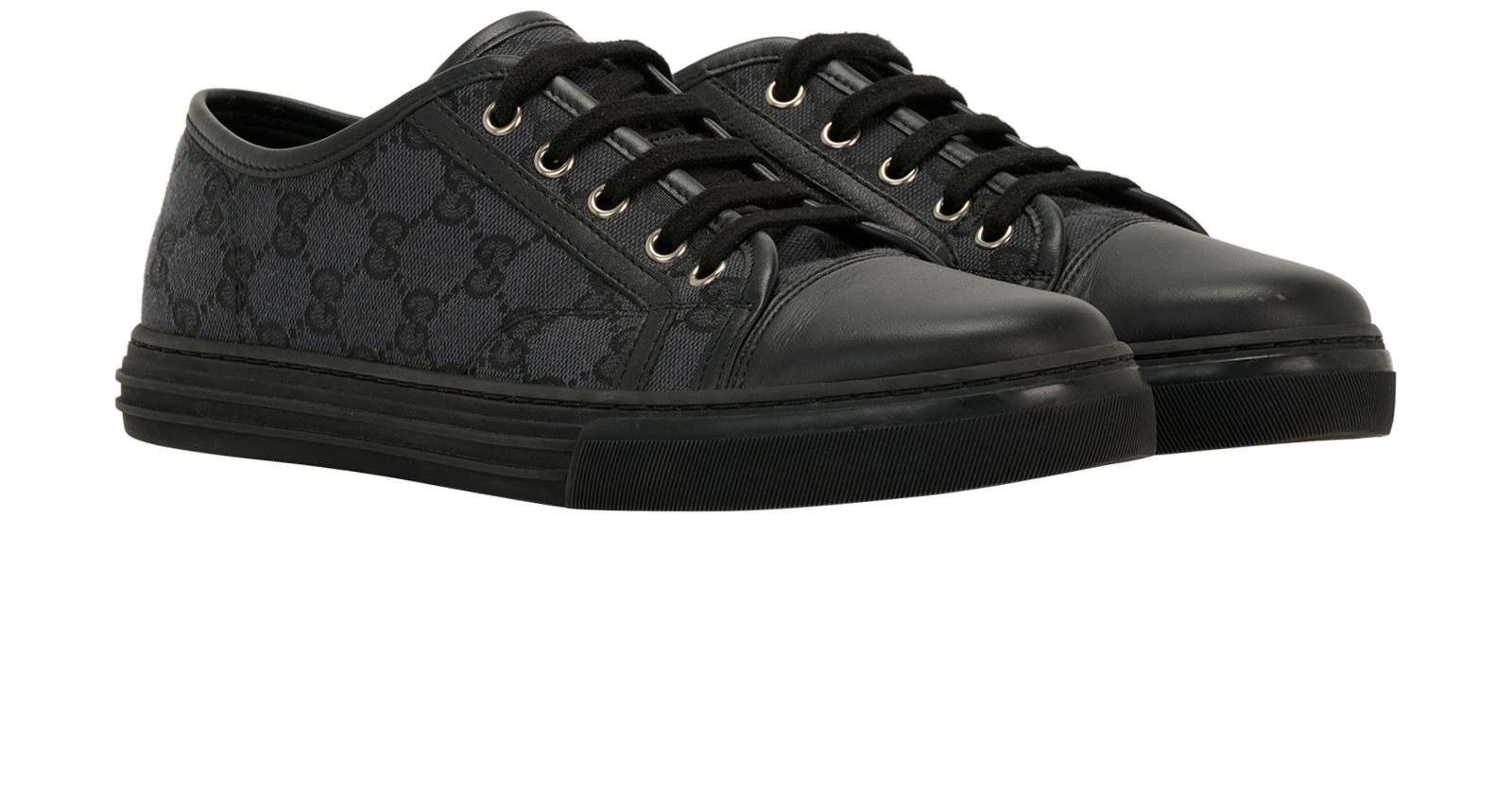 Gucci GG Miro Soft Trainers, &pound;210, Shoes, Black, Canvas, Side view