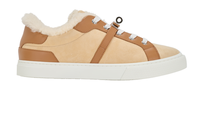 Hermes Day Trainers, &pound;795, Shoes, Beige/Tan, Shearling/Suede, Front view
