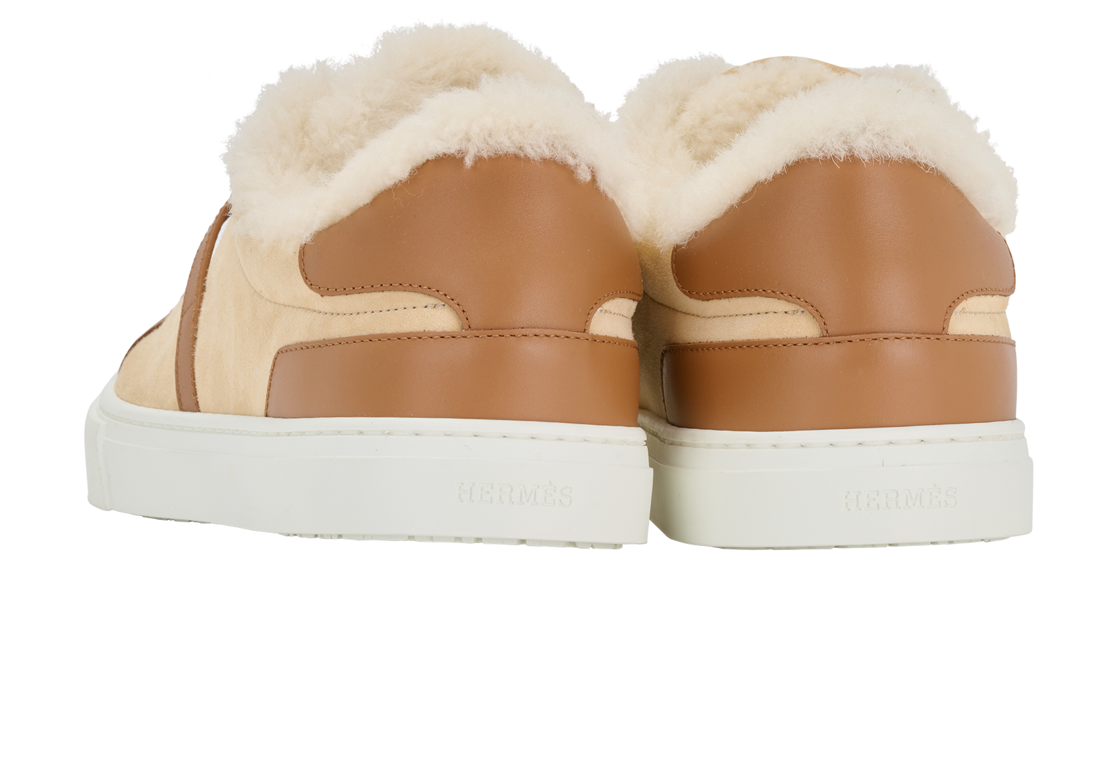 Hermes Day Trainers, &pound;795, Shoes, Beige/Tan, Shearling/Suede, Back view