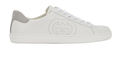 Gucci Ace Interlocking G Sneakers, &pound;295, Shoes, Grey/White, Leather, Front view