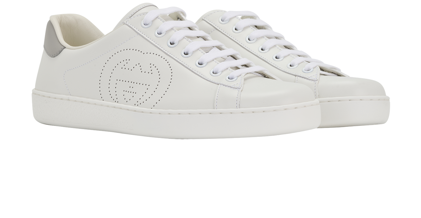 Gucci Ace Interlocking G Sneakers, &pound;295, Shoes, Grey/White, Leather, Side view