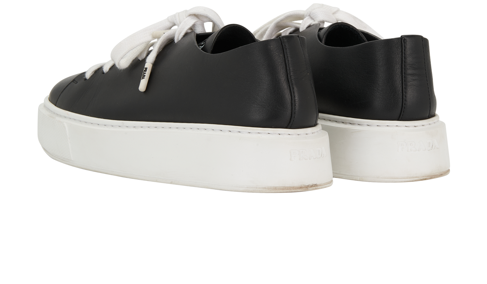 Prada Downtown Sneakers, &pound;190, Shoes, Black, Leather, Back view