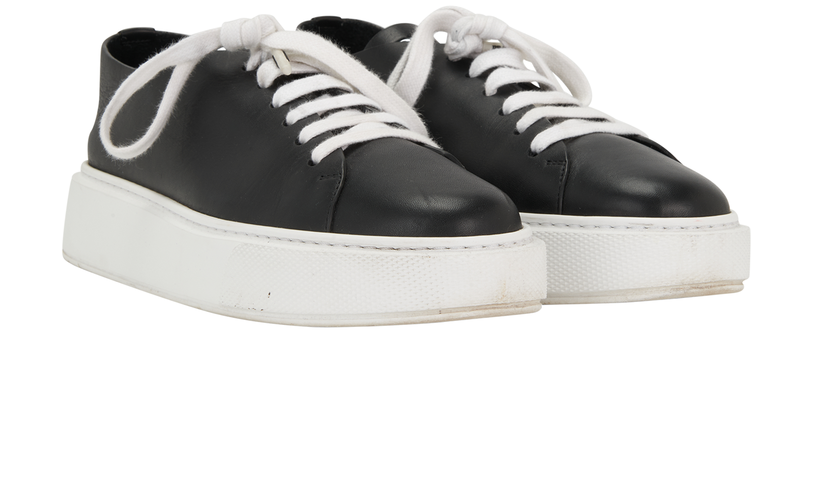 Prada Downtown Sneakers, &pound;190, Shoes, Black, Leather, Side view