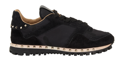 Valentino Studsole Camo Sneakers, &pound;175, Shoes, Black, Nylon/Suede, Front view