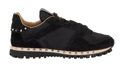 Valentino Studsole Camo Sneakers, Mens, Suede/Nylon, Black, UK6.5,B/DB, 2*