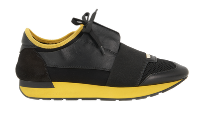 Balenciaga Race Runner Trainers, &pound;130, Shoes, Black, Fabric/Leather, Front view