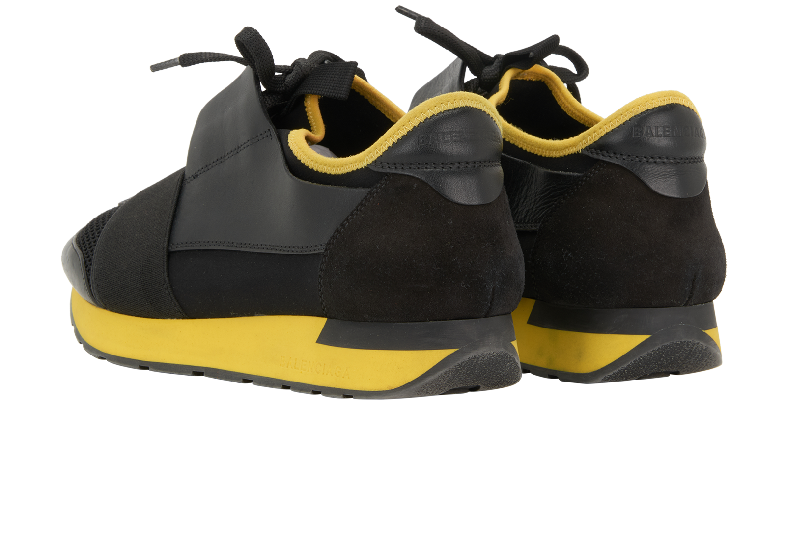Balenciaga Race Runner Trainers, &pound;130, Shoes, Black, Fabric/Leather, Back view