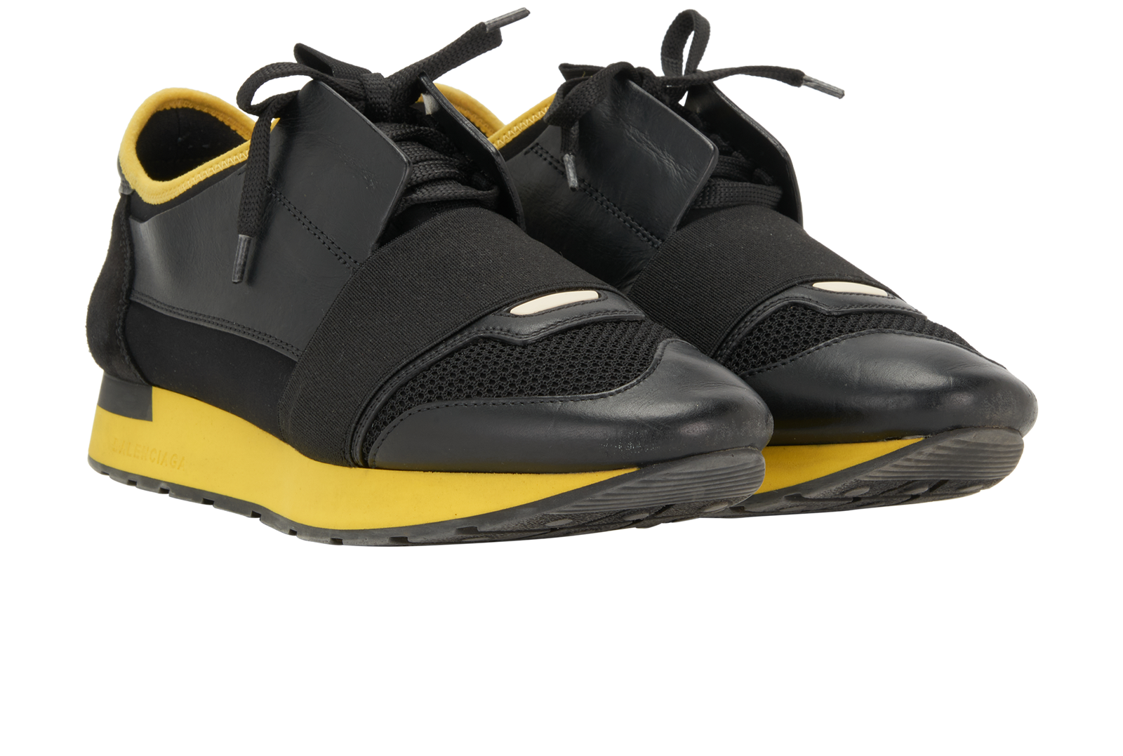 Balenciaga Race Runner Trainers, &pound;130, Shoes, Black, Fabric/Leather, Side view