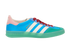 Gucci x Adidas Gazelle, &pound;350, Shoes, Blue/Green, Satin, Front view