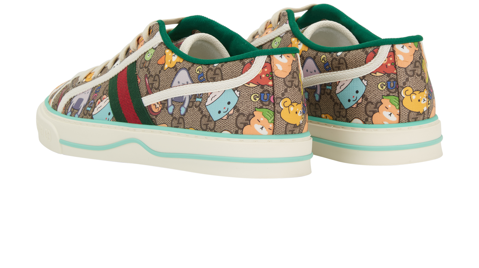 Gucci x Pikarar Tennis 1977 Trainers, &pound;250, Shoes, Beige/Green, Canvas, Back view