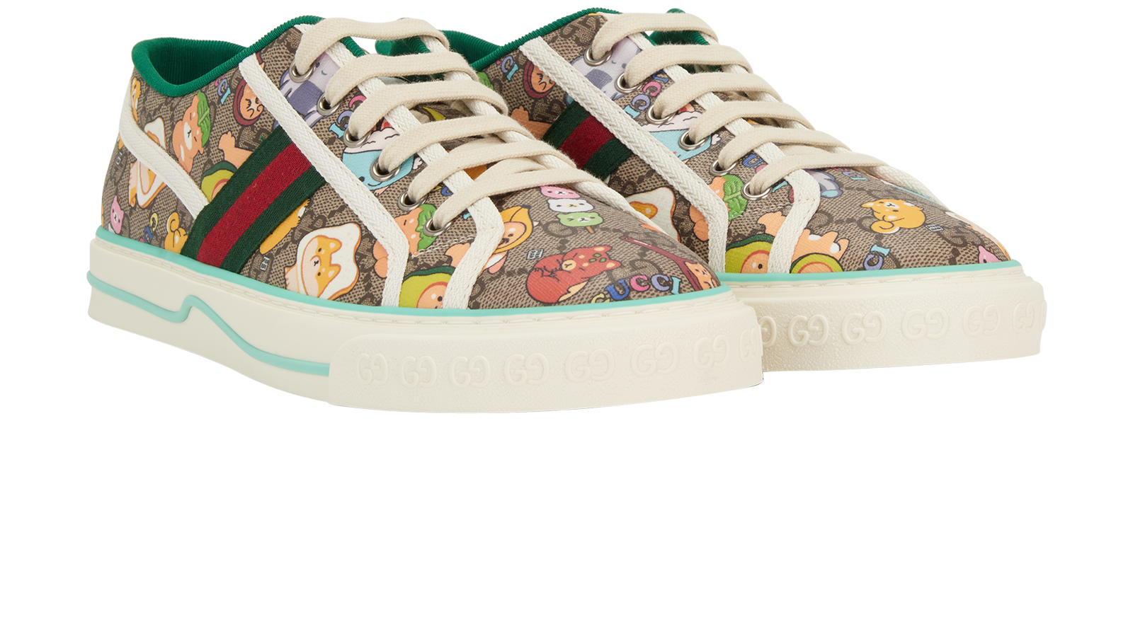 Gucci x Pikarar Tennis 1977 Trainers, &pound;250, Shoes, Beige/Green, Canvas, Side view