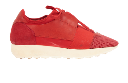 Balenciaga Race Runner Trainers, &pound;195, Shoes, Red, Fabric/Leather, Front view