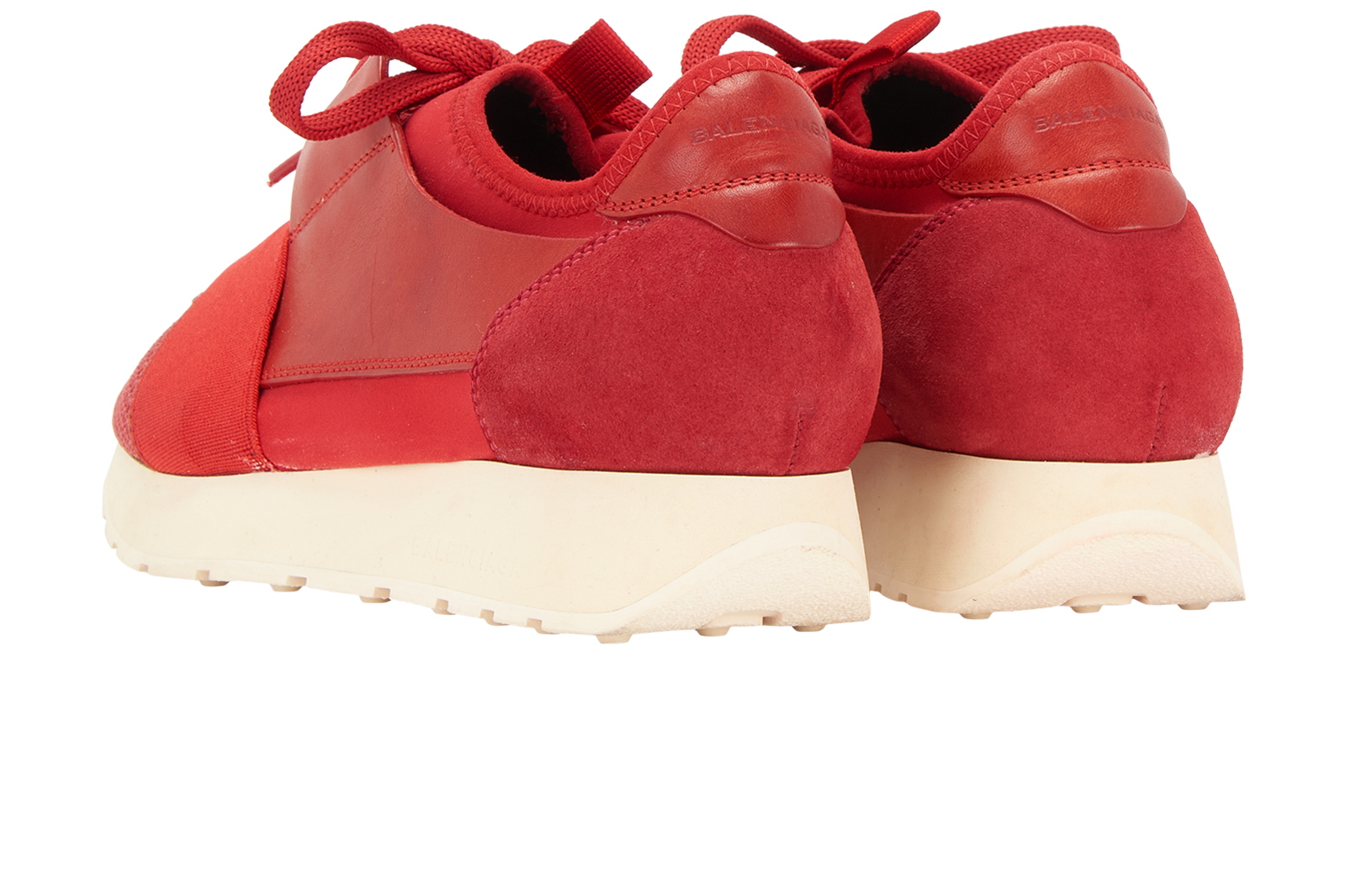 Balenciaga Race Runner Trainers, &pound;195, Shoes, Red, Fabric/Leather, Back view