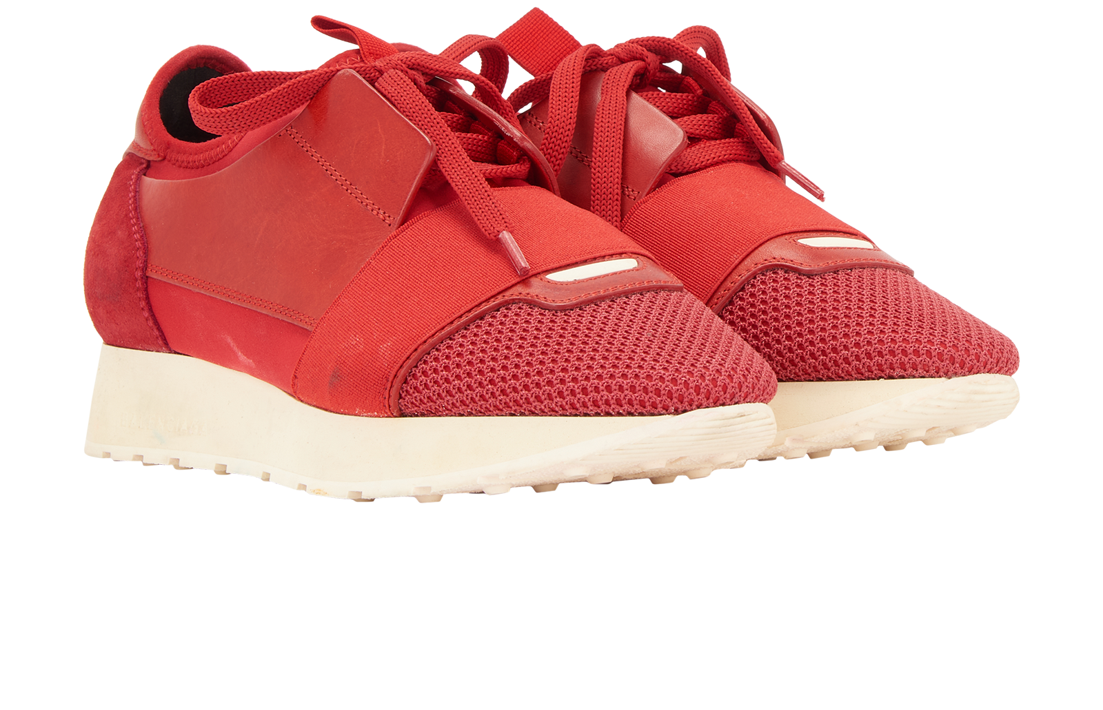 Balenciaga Race Runner Trainers, &pound;195, Shoes, Red, Fabric/Leather, Side view