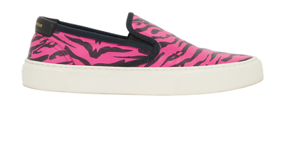 Saint Laurent Venice Slip On Trainers, &pound;220, Shoes, Black/Pink, Leather, Front view