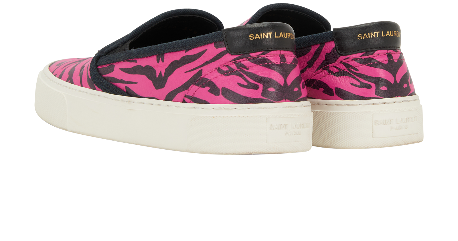 Saint Laurent Venice Slip On Trainers, &pound;220, Shoes, Black/Pink, Leather, Back view