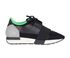 Balenciaga Race Runners Trainers, £150, Shoes, Black/Green/Grey, Fabric/Leather/Suede, Front view